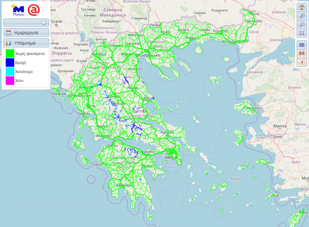 Meteo &amp; Αnytime – Δείτε τον καιρό στο οδικό δίκτυο της χώρας