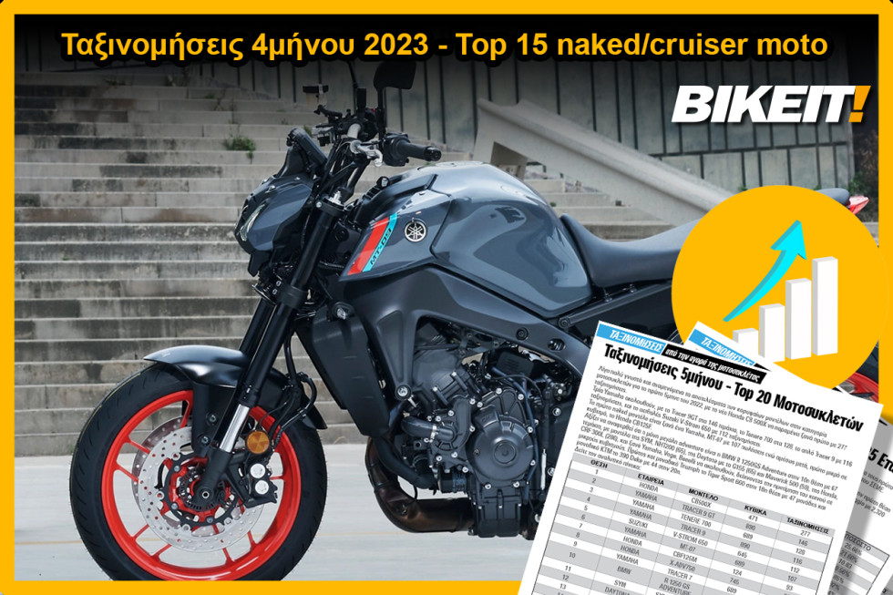 Ταξινομήσεις 4μήνου, Naked-Cruiser μοτοσυκλέτες - Top 15 μοντέλων