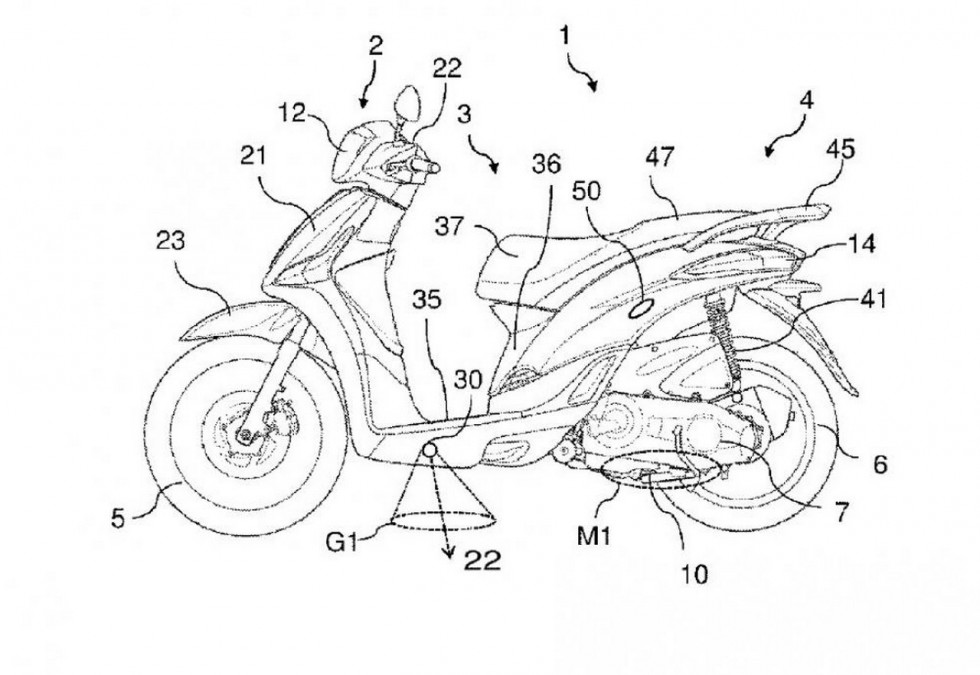 Piaggio - Πατέντα τύπου courtesy light που θα φωτίζει κάτω από το δίκυκλο