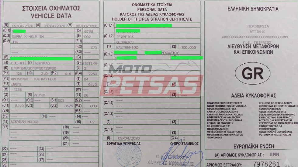 Έκδοση πινακίδας άμεσα και ανέπαφα, από τη Moto Petsas