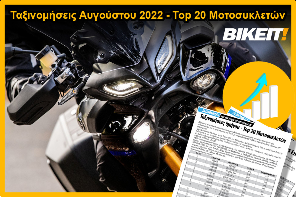 Ταξινομήσεις Top 20 Μοτοσυκλέτες, Αύγουστος 2022